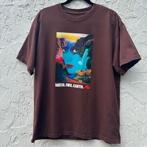 NIKE‎ Tee Shirt Men Size Large Graphic Water Fire Earth Brown Cotton